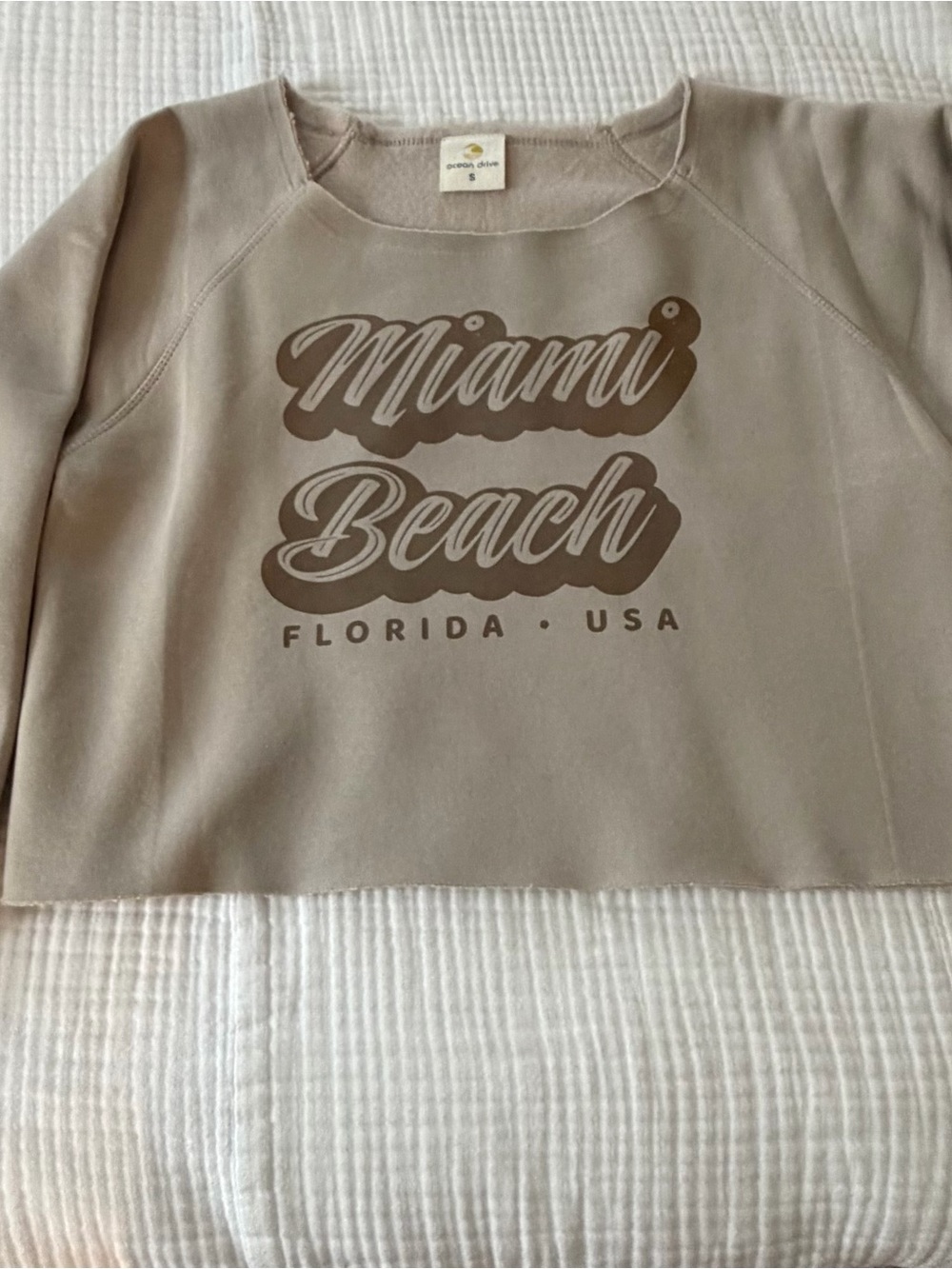 NWOT Miami Beach Graphic Sweatshirt - Taupe